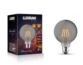 1610482  Classic Deco LED Globe 95mm E27 Dimmable 6.5W 4000K Smoke Glass